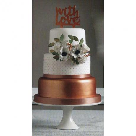 With Love Rose Gold Wedding Cake